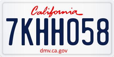 CA license plate 7KHH058