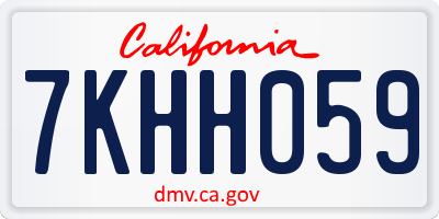 CA license plate 7KHH059