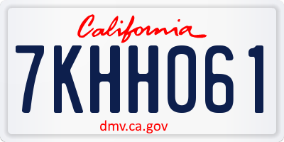 CA license plate 7KHH061