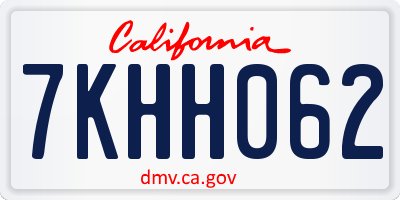 CA license plate 7KHH062