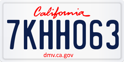 CA license plate 7KHH063