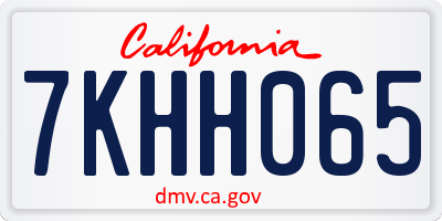 CA license plate 7KHH065