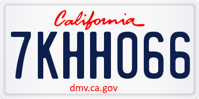 CA license plate 7KHH066