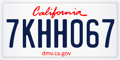 CA license plate 7KHH067