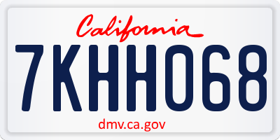 CA license plate 7KHH068
