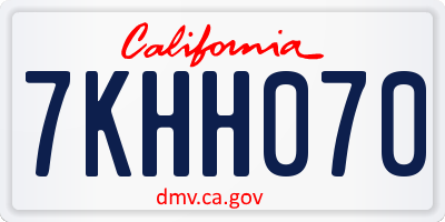 CA license plate 7KHH070
