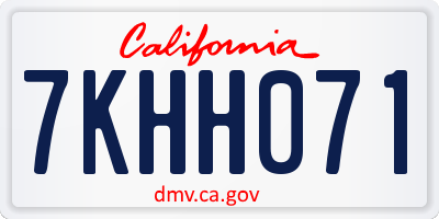CA license plate 7KHH071