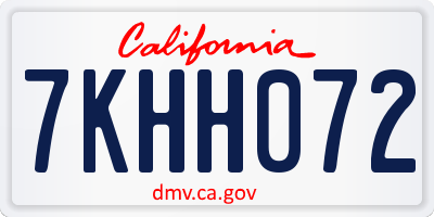 CA license plate 7KHH072