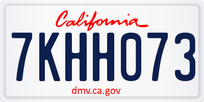 CA license plate 7KHH073