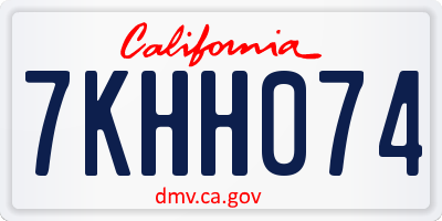 CA license plate 7KHH074