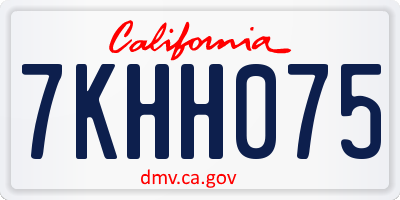 CA license plate 7KHH075