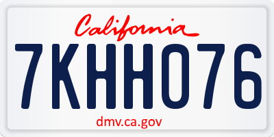 CA license plate 7KHH076
