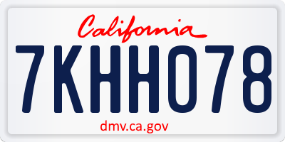 CA license plate 7KHH078