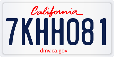 CA license plate 7KHH081