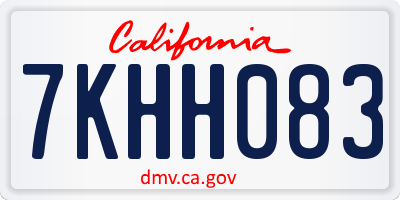 CA license plate 7KHH083
