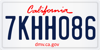 CA license plate 7KHH086