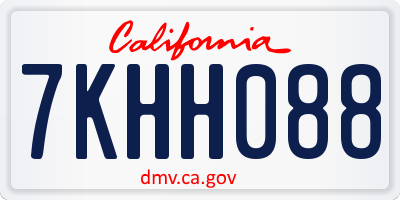 CA license plate 7KHH088