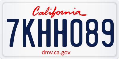 CA license plate 7KHH089