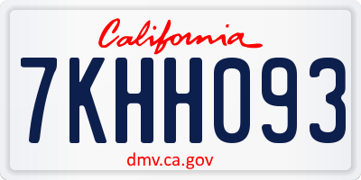 CA license plate 7KHH093