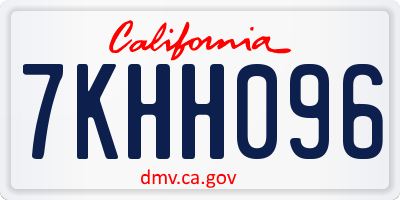 CA license plate 7KHH096