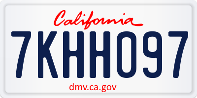 CA license plate 7KHH097