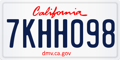 CA license plate 7KHH098