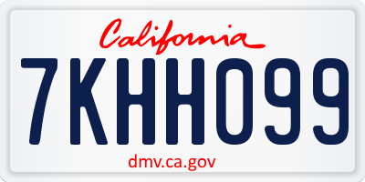 CA license plate 7KHH099