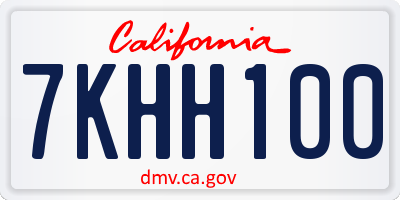 CA license plate 7KHH100