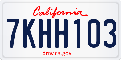 CA license plate 7KHH103