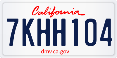 CA license plate 7KHH104