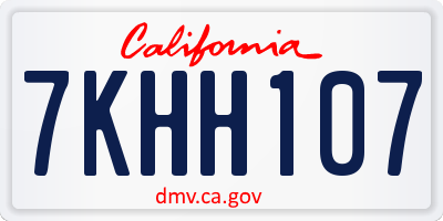 CA license plate 7KHH107