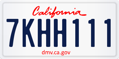 CA license plate 7KHH111