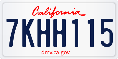 CA license plate 7KHH115