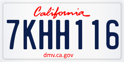 CA license plate 7KHH116