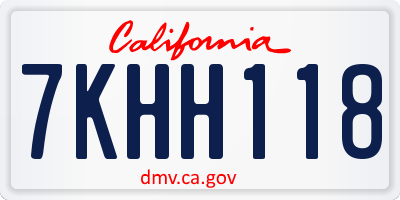 CA license plate 7KHH118
