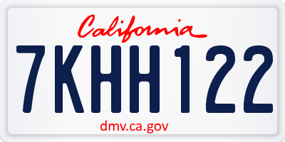 CA license plate 7KHH122