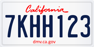 CA license plate 7KHH123
