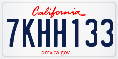 CA license plate 7KHH133