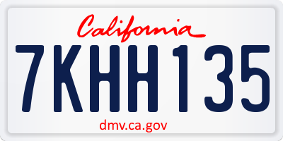 CA license plate 7KHH135