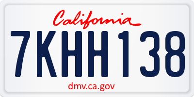CA license plate 7KHH138