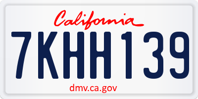 CA license plate 7KHH139