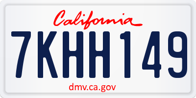 CA license plate 7KHH149