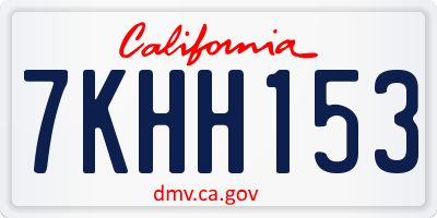 CA license plate 7KHH153