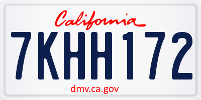 CA license plate 7KHH172