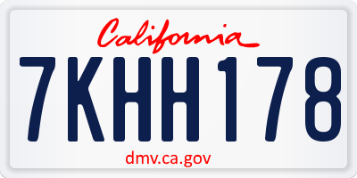 CA license plate 7KHH178