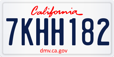 CA license plate 7KHH182