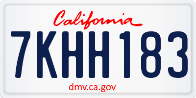 CA license plate 7KHH183