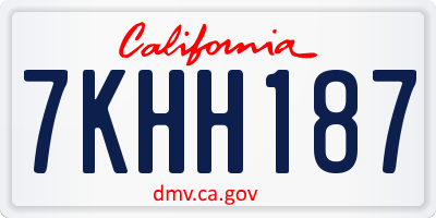 CA license plate 7KHH187