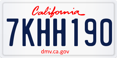 CA license plate 7KHH190