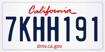 CA license plate 7KHH191